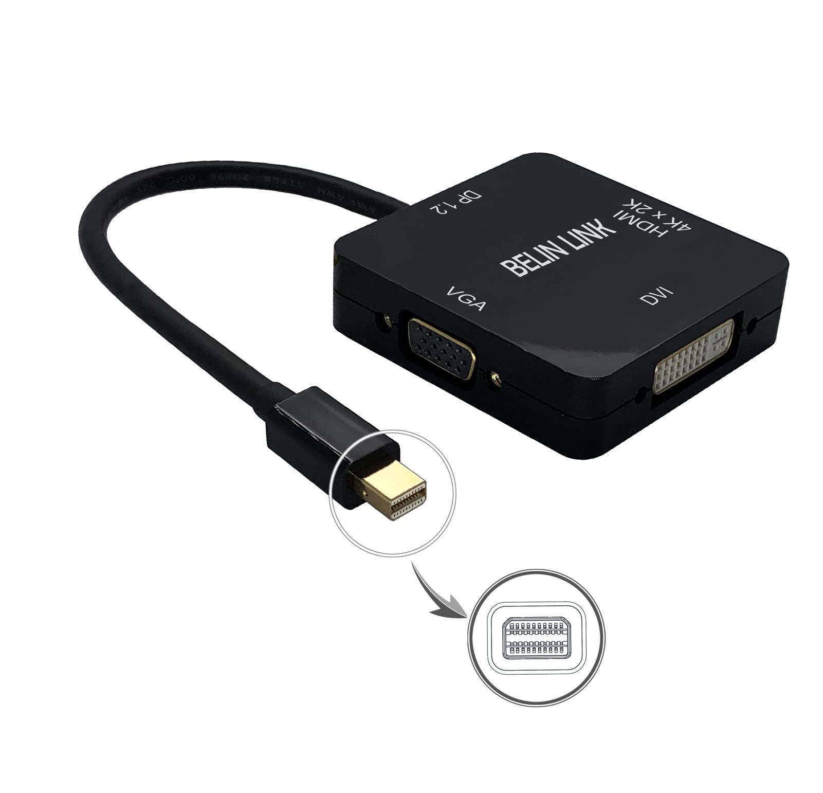 Adattatore Mini DP a HDMI VGA DVI, adattatore Mini DisplayPort a VGA per Surface Pro 6, 5, 4, 3, convertitore Thunderbolt a DVI per Mac, MacBook Pro, Air, HDMI Surface Book a TV, proiettore, monitor..