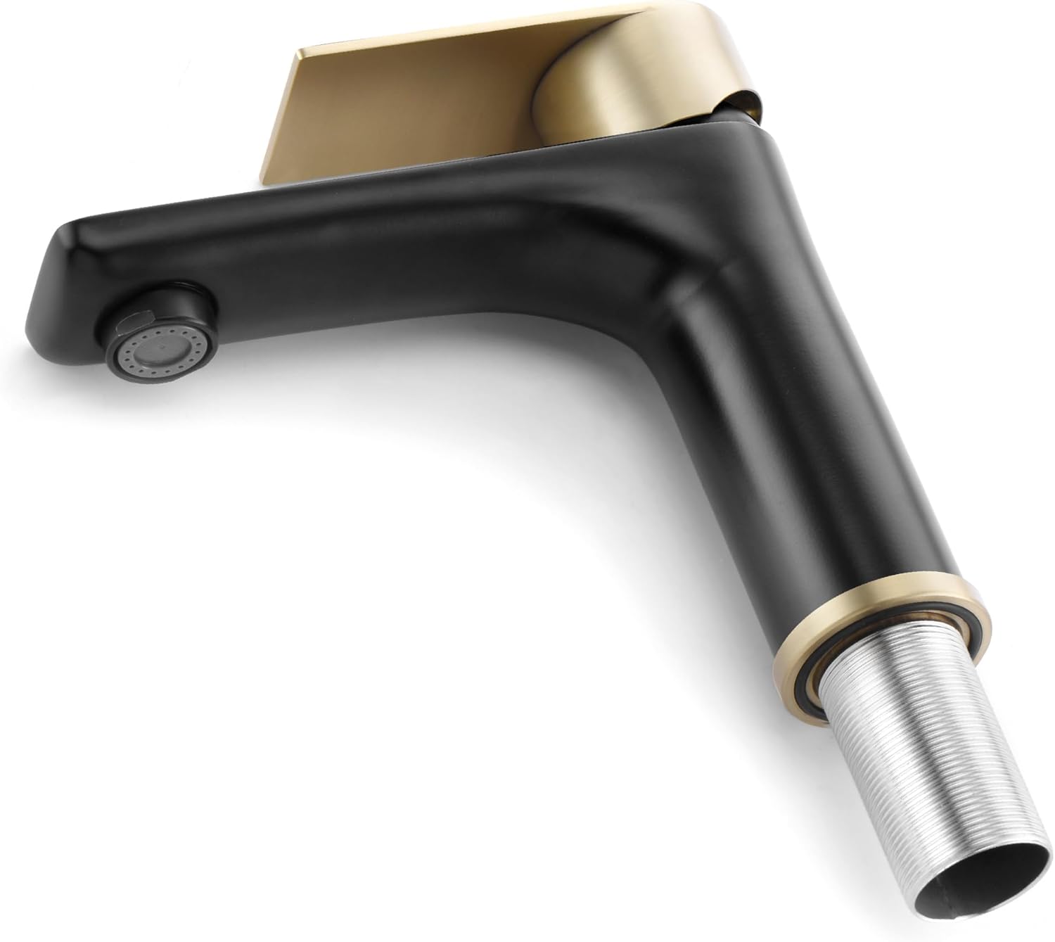 SUMERAIN Modern 304 Stainless Steel Bathroom Faucet Lead-Free Vanity Sink Faucet Black&Gold Single Handle Washbasin Faucet