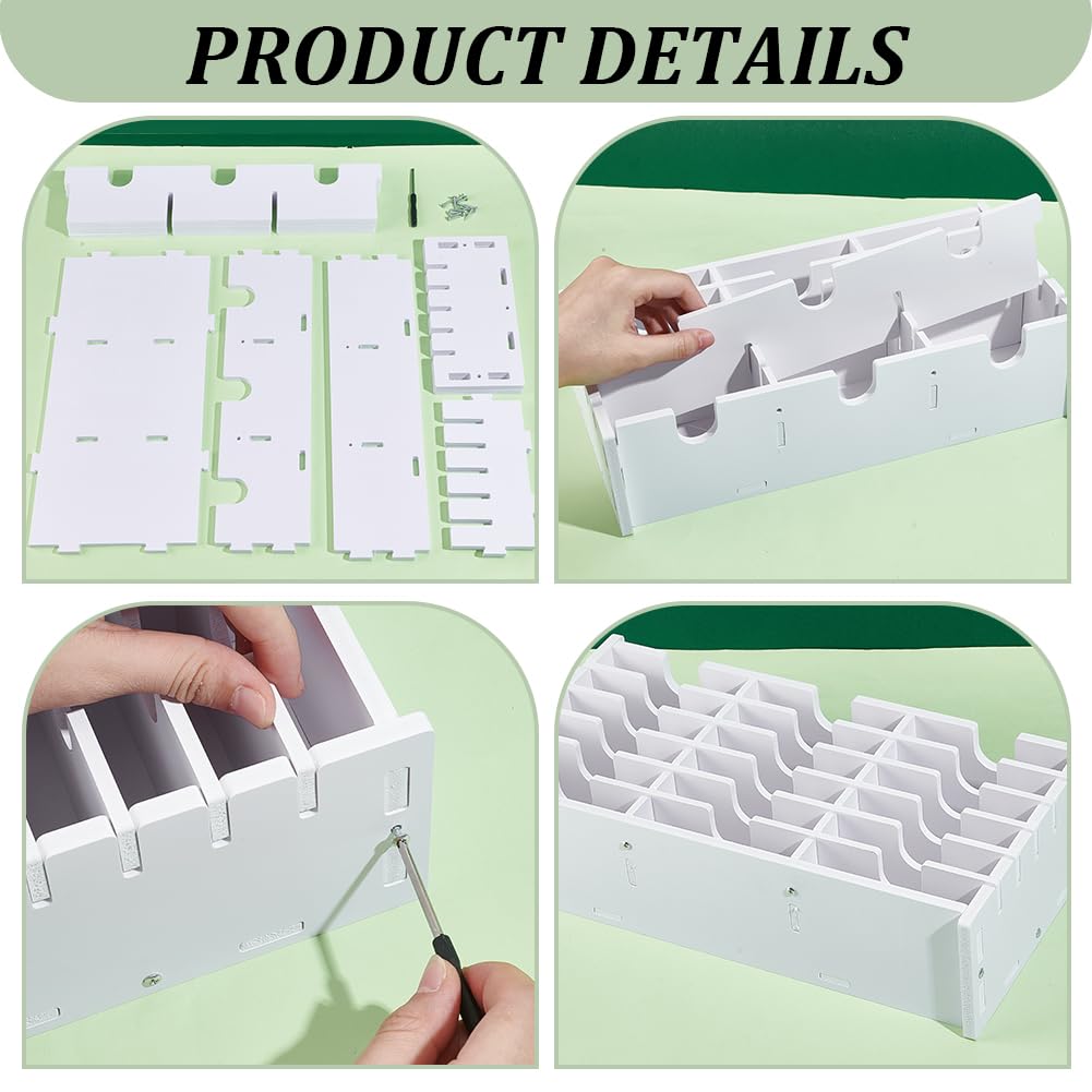 UNICRAFTALE Ink Pad Storage Rack - 18 Grid Organizer For Stamp Pads, Stackable & Wall Mountable, White Plastic Desktop Holder