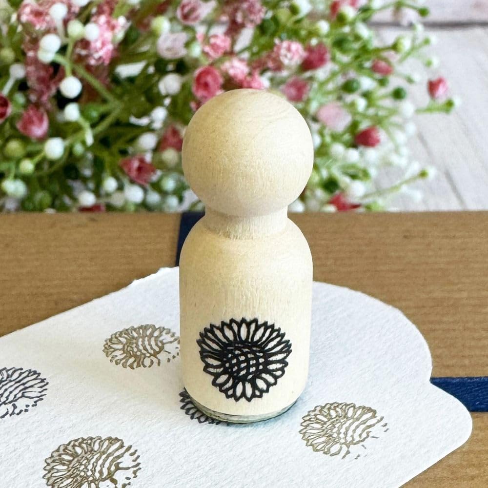 Sunflower Mini Rubber Stamp, Ink Stamp for Cards Envelopes Scrapbook, Wooden Floral Stamp, DIY Tags Crafts, Wedding Crafts