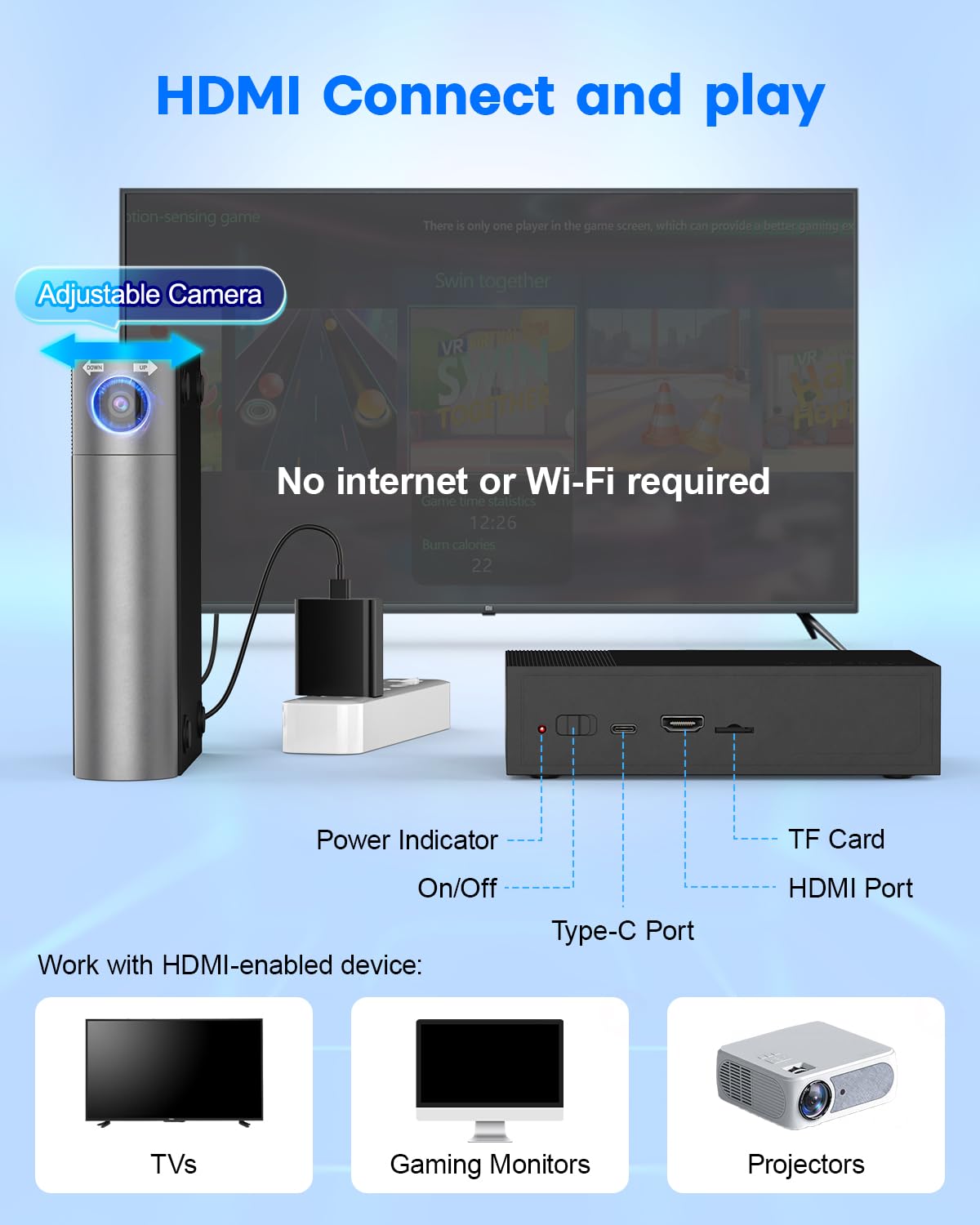 MetFut Motion Video Game Console for Kids & Adults, Plug & Play AR Camera Games for TV, for Indoor Physical Play & Interactive Family Fun. Great for Family Game Night, Playtime, and Playdates