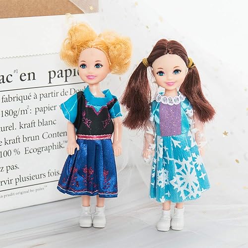 Miniatura 3 de ONEST 10 juegos de muñecas de 5 pulgadas, incluye 10 muñecas de niña, 10 juegos de ropa de muñeca hecha a mano, 10 pares de zapatos de muñeca