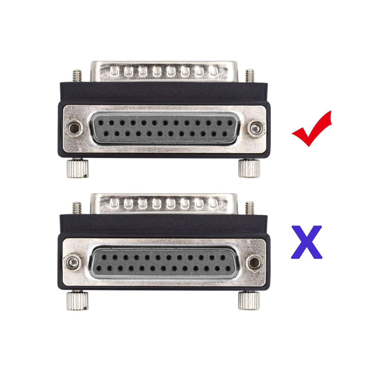 CY - Adattatore DSUB parallelo LPT AES/EBU DB25 pin maschio a femmina adattatore di prolunga connettore DB 90 gradi angolo verso il basso, DB-008-DN-HX