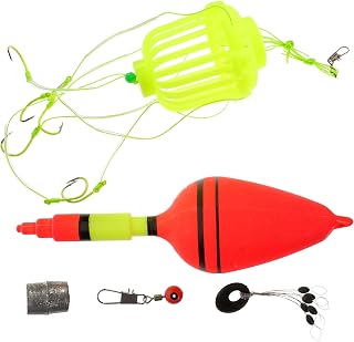 BUGUUYO Juego De Anzuelos Fluorescentes con Púas Anzuelo De Pesca Señuelo Flotante Cesta De Cebo Color Verde 13