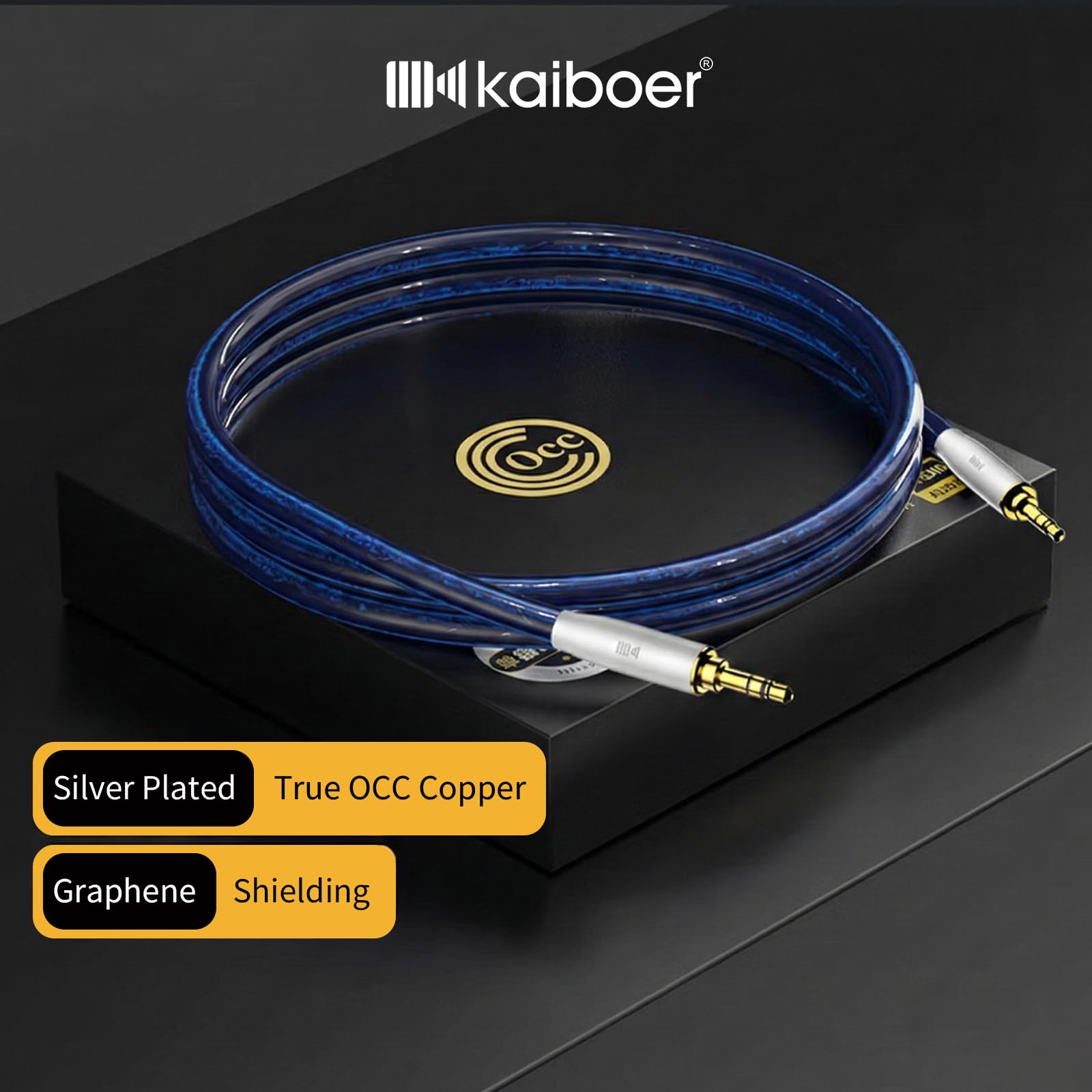 Cavo audio da 3,5 mm con placcato argento per cavo AUX audiofilo realizzato in rame monocristallino (OCC) di alta qualità per una trasmissione audio cristallina