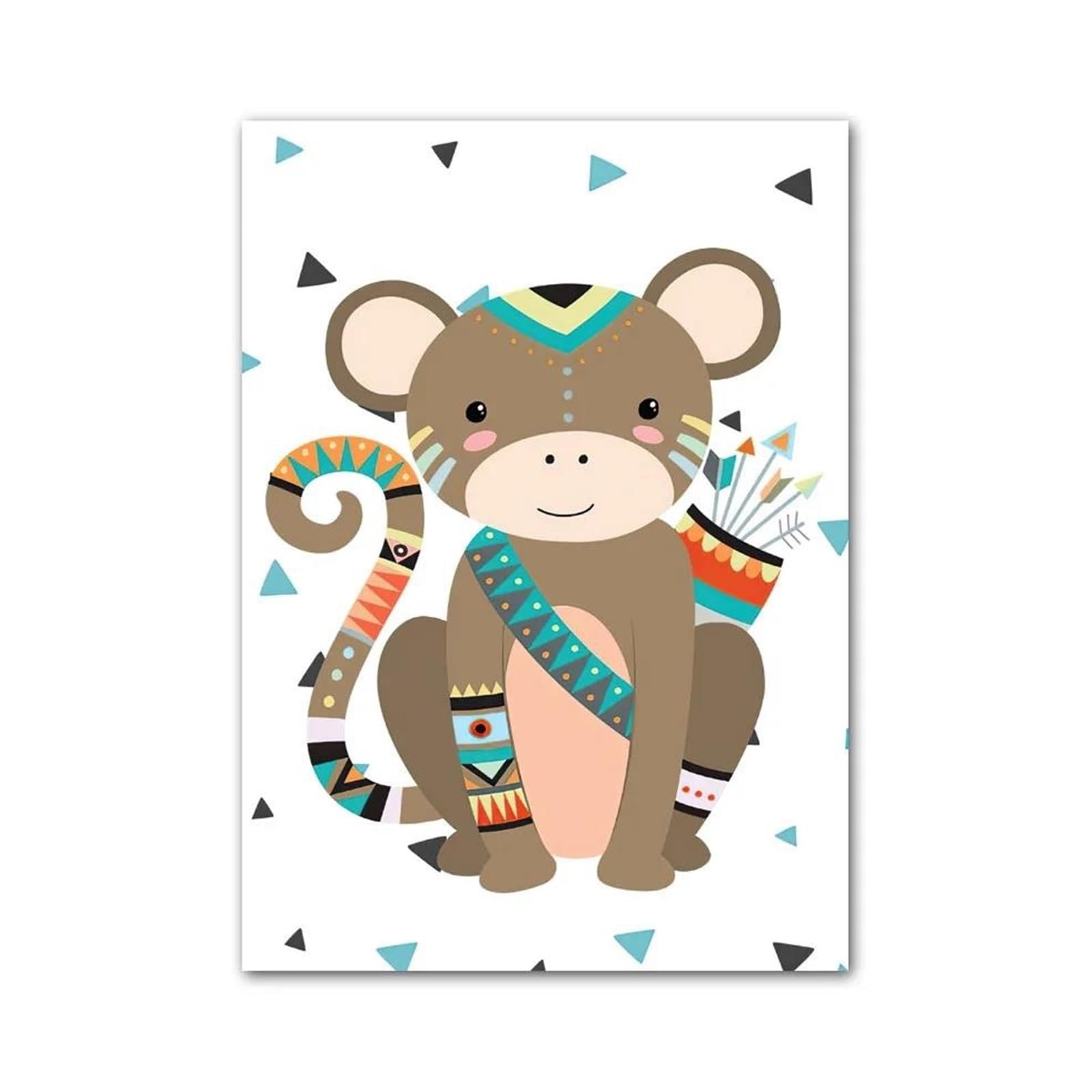 XENITE Wall Art Canvas Prints Kawaii Bear Deer Owl Fox Monkey Feather Nursery Animal Posters No Frame Wall Art Canvas Prints Pictures Kids Room Decor(E,50x70cm)
