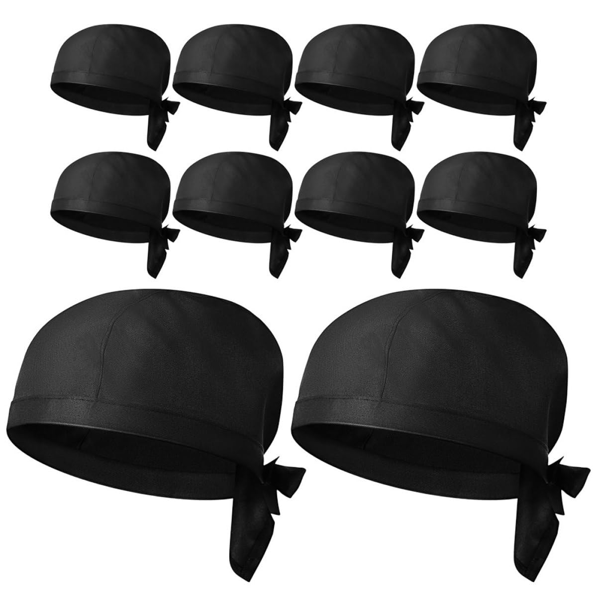 Lurrose Cappello da Chef Nero 10 Pezzi in Cotone, Semplice