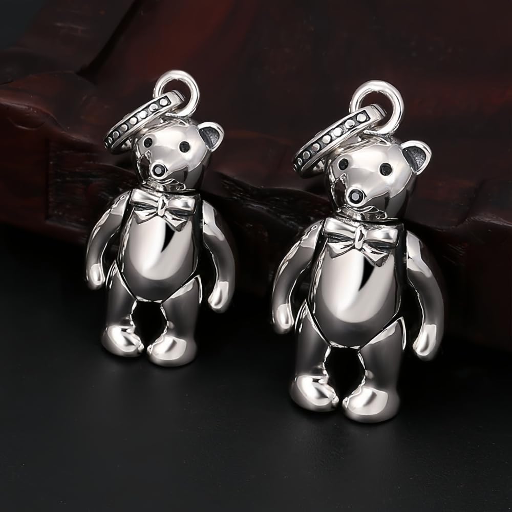 ForFox Ciondolo Orso Orsacchiotto Teddy Bear in Argento Sterling 925 per Uomo Donna