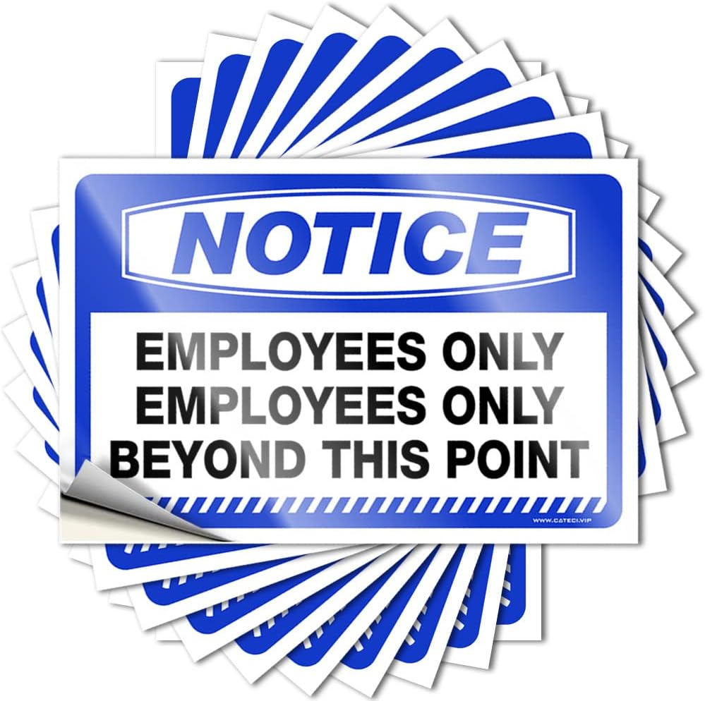 Car Stickers Notice Employees Only Beyond This Point Stickers 10 Pcs Toolbox Stickers and Decals Funny Car Stickers(6X9CM)