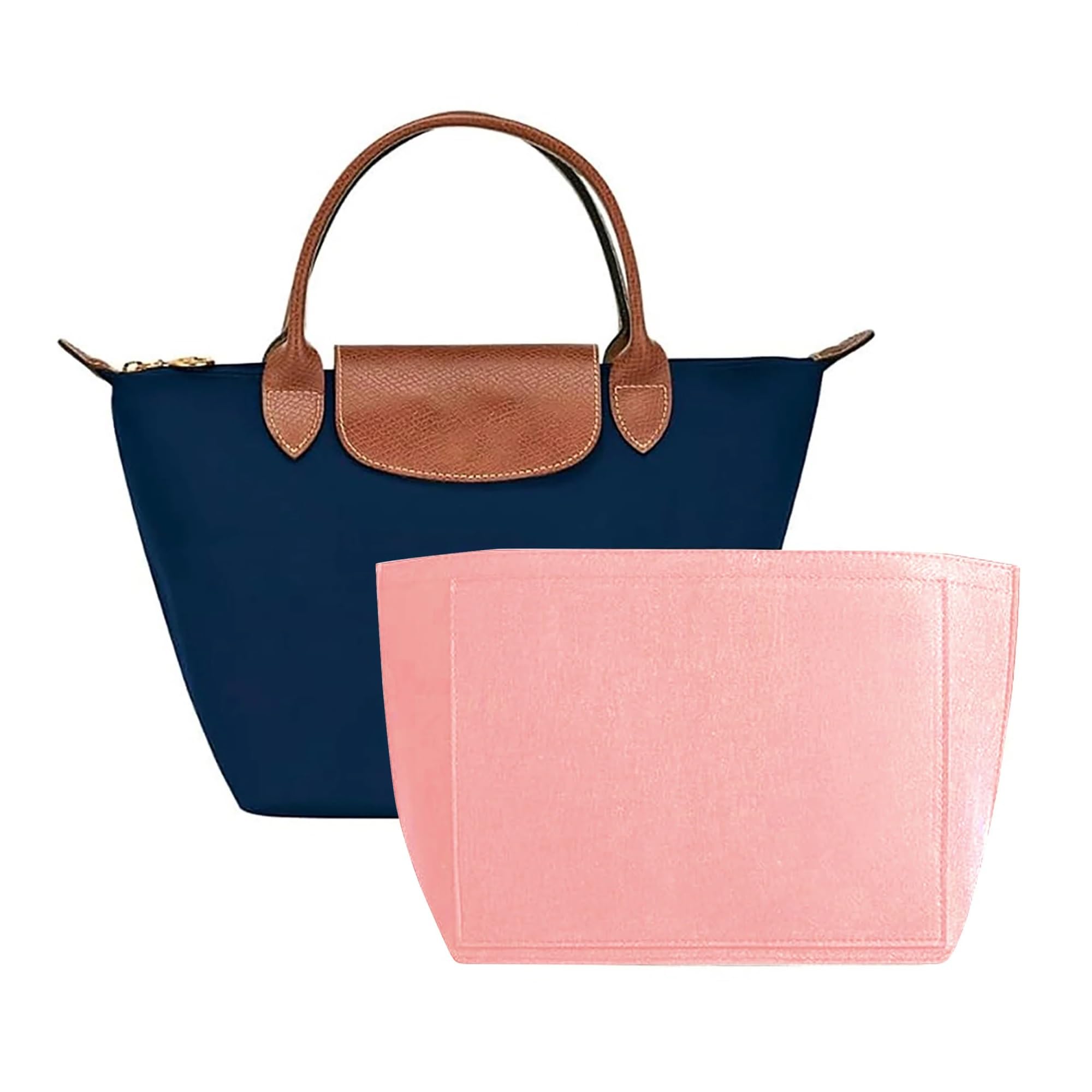 Organizador de bolso de fieltro Bolsa de fieltro for bolso, forro tela, soporte maquillaje, organizador portátil viaje(Pink,L)