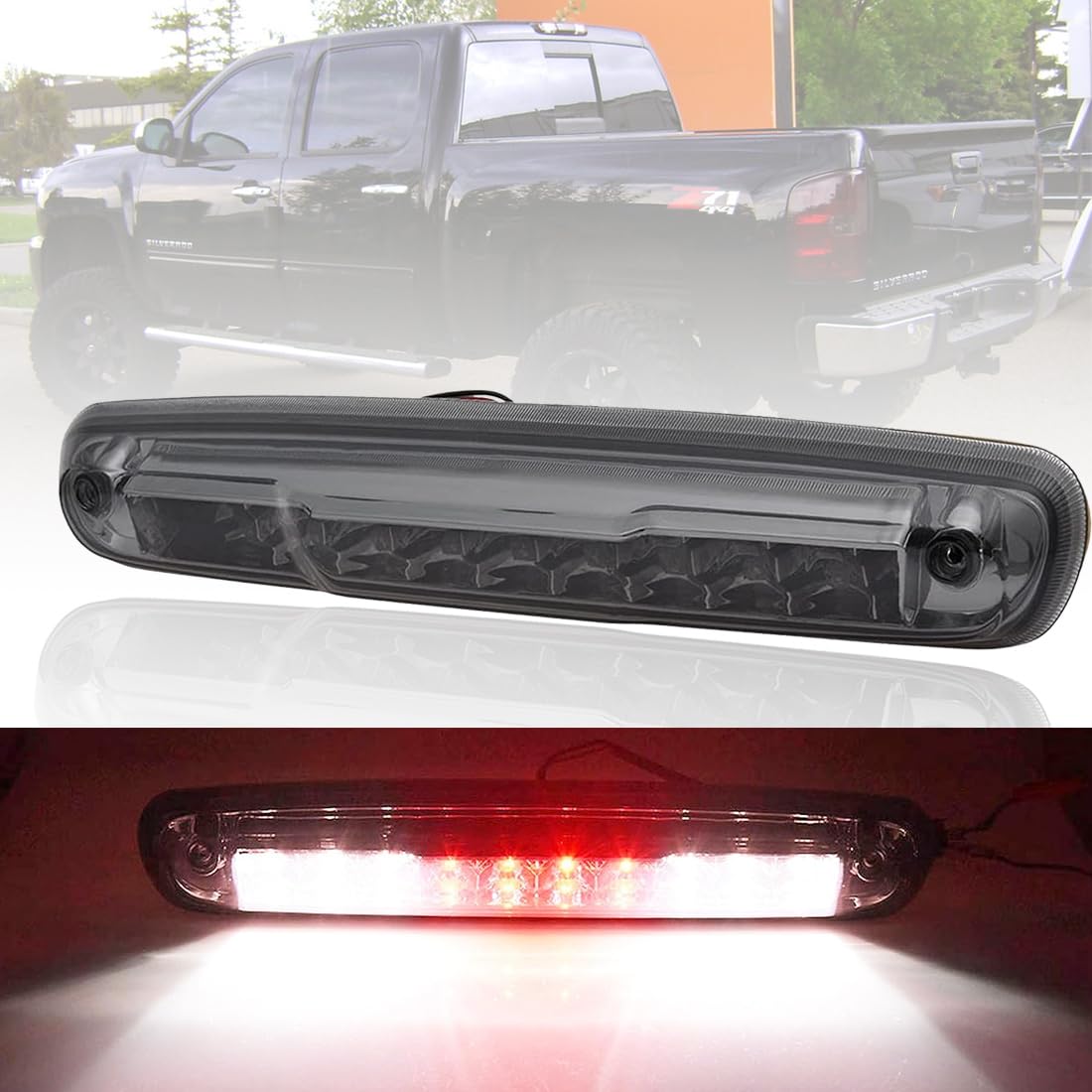 SL-HERMOSA LED 3rd Third Brake Light High Mount Stop light Tail Rear Center Cab Roof Tail Cargo Lamp Compatible with 2007-2013 Chevy Silverado GMC Sierra 1500 2500