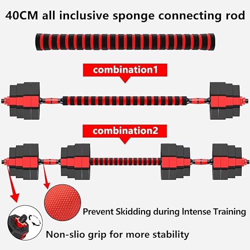Miniatura 7 de Juego de mancuernas ajustables de 2030406080 libras, juego de mancuernas ajustables no rodantes, juego de mancuernas hexagonales, juego de pesas