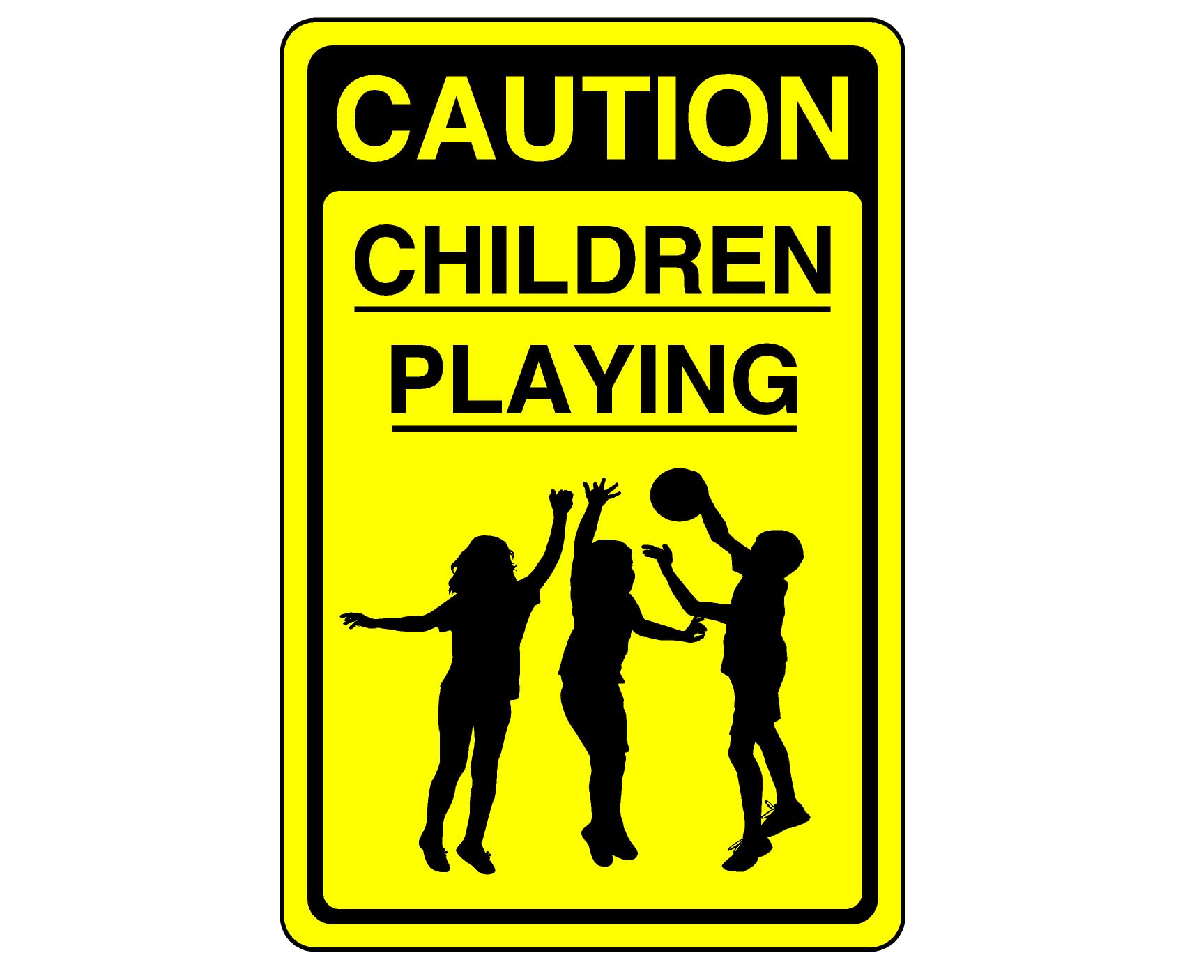 Safety First Display Ltd White Caution Children Playing - 3Mm Aluminum Dibond High-Visibility And Durability For Indoor/Outdoor Usage (400Mm X 300Mm) Ensures Safety Within 14M Viewing Distance.