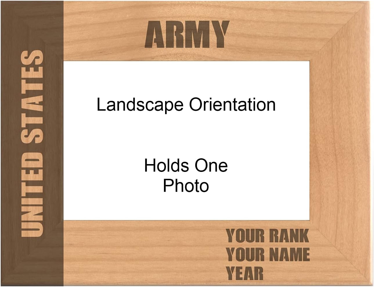 Personalized Military Gifts United States Army Engraved Natural Wood Picture Frame Custom Text Veterans Day