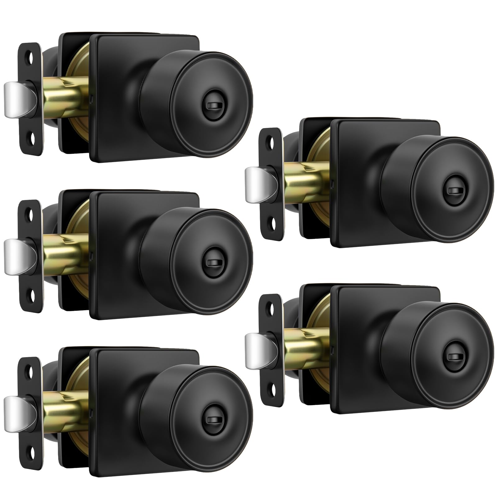 Goldenwarm Matte Black Door Knobs - 10 Pack -18