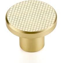 5 Pack Cabinet Knobs 1-1/5 Inch 30mm Brushed Brass Drawer Knobs   Round Pulls for Kitchen Cabinets, Dressers & Closets