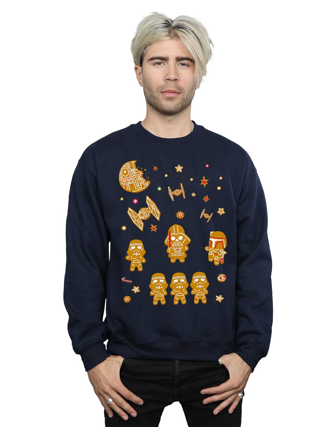 Absolute Cult Star Wars Men's Gingerbread Empire Sweatshirt Navy Blue X-Large