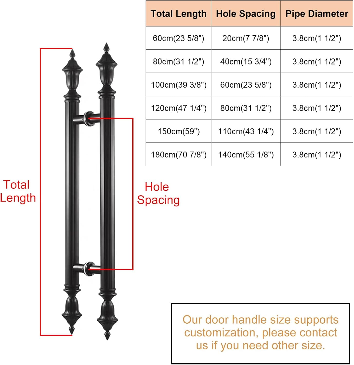 Antique Black Double Sided Push Pull Door Handle, 180cm Glass Door Handles for Home, Office & Shower, Commercial Sliding Door Hardware