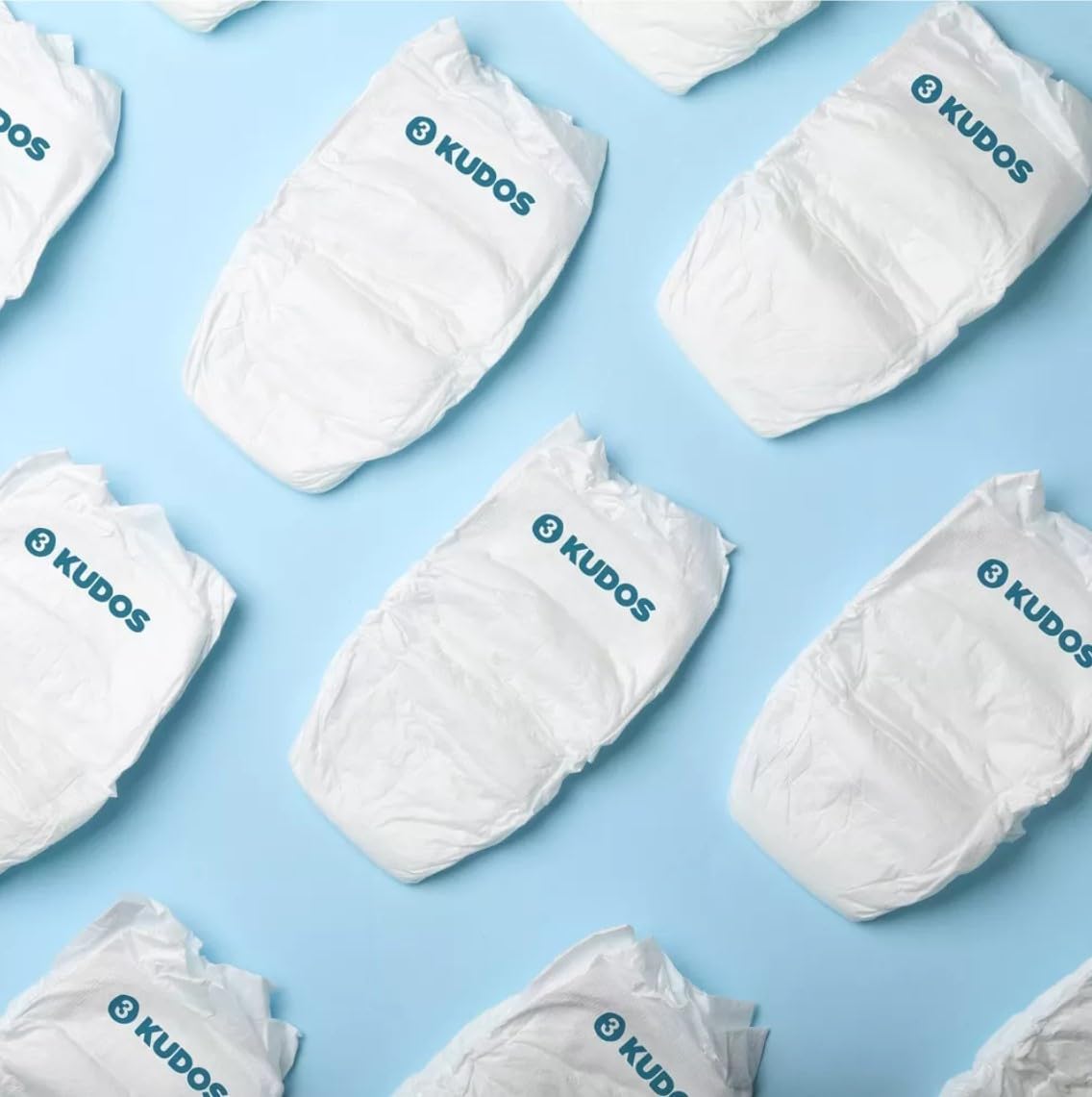 Kudos Chlorine Free Premium Diapers, Cotton-Lined, Size 3, 58 Count, (14-24 lbs)