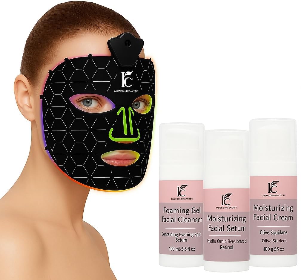 7 Color LED Therapy Face Mask - Moisturizers Red Light Silicone Face Mask Skin Care at Home with