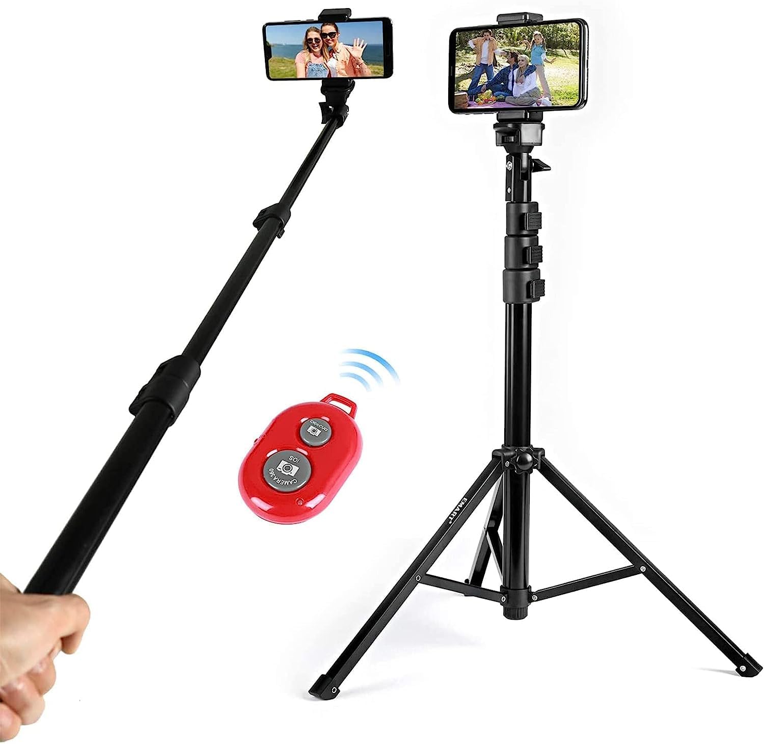 EMART 51" Tall Phone Tripod Stand, Extendable and Portable Selfie Stick