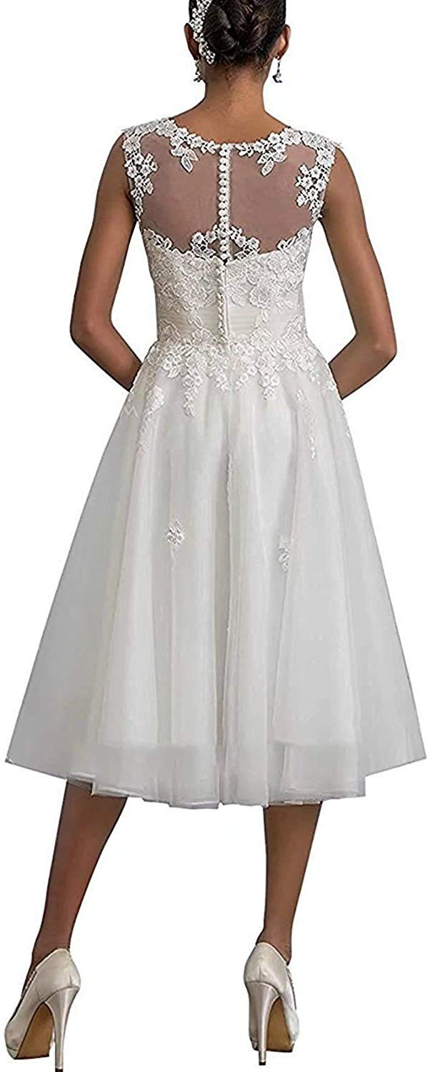 Robe de Mariée Courte Dentelle Transparente a - Word pour Les Femmes