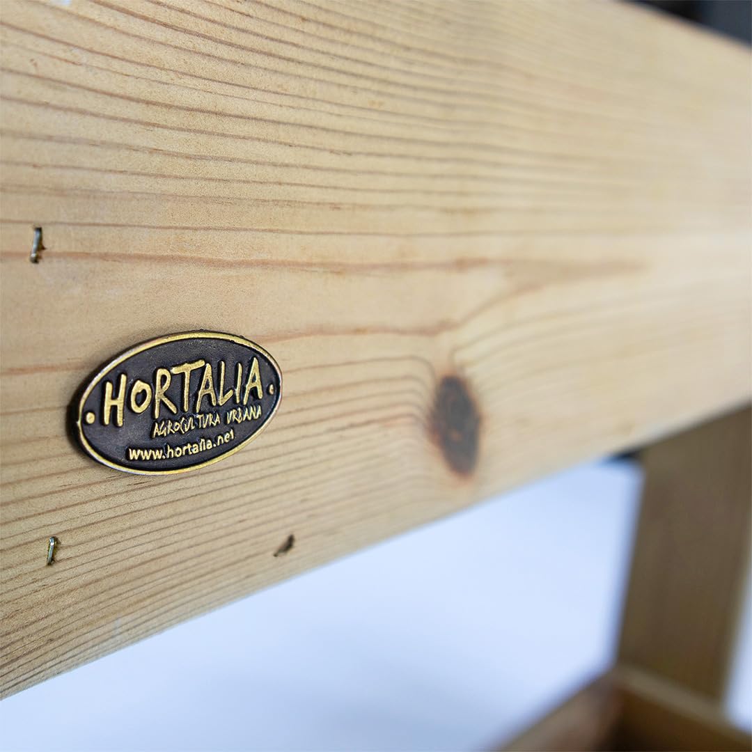Hortalia Huerto Urbano - Jardín Vertical de Madera - Protección Autoclave Nivel IV - Stand Line (4 Bandejas, Pared)