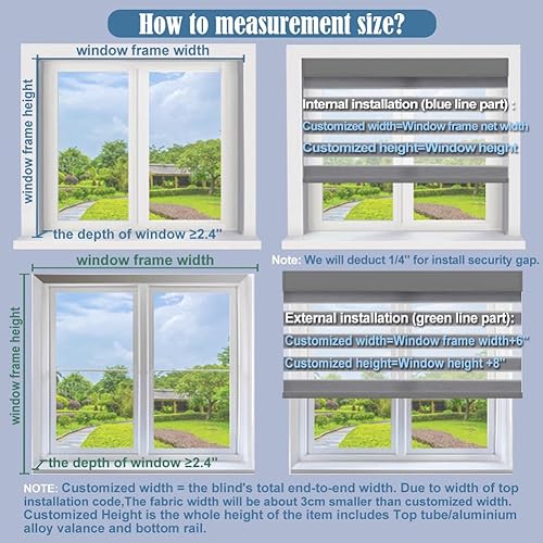 Miniatura 2 de TIPIACE Persianas motorizadas con cable duro, control remoto, bloqueo de luz de doble capa, 90% de tela, persianas enrollables para ventana en casa,
