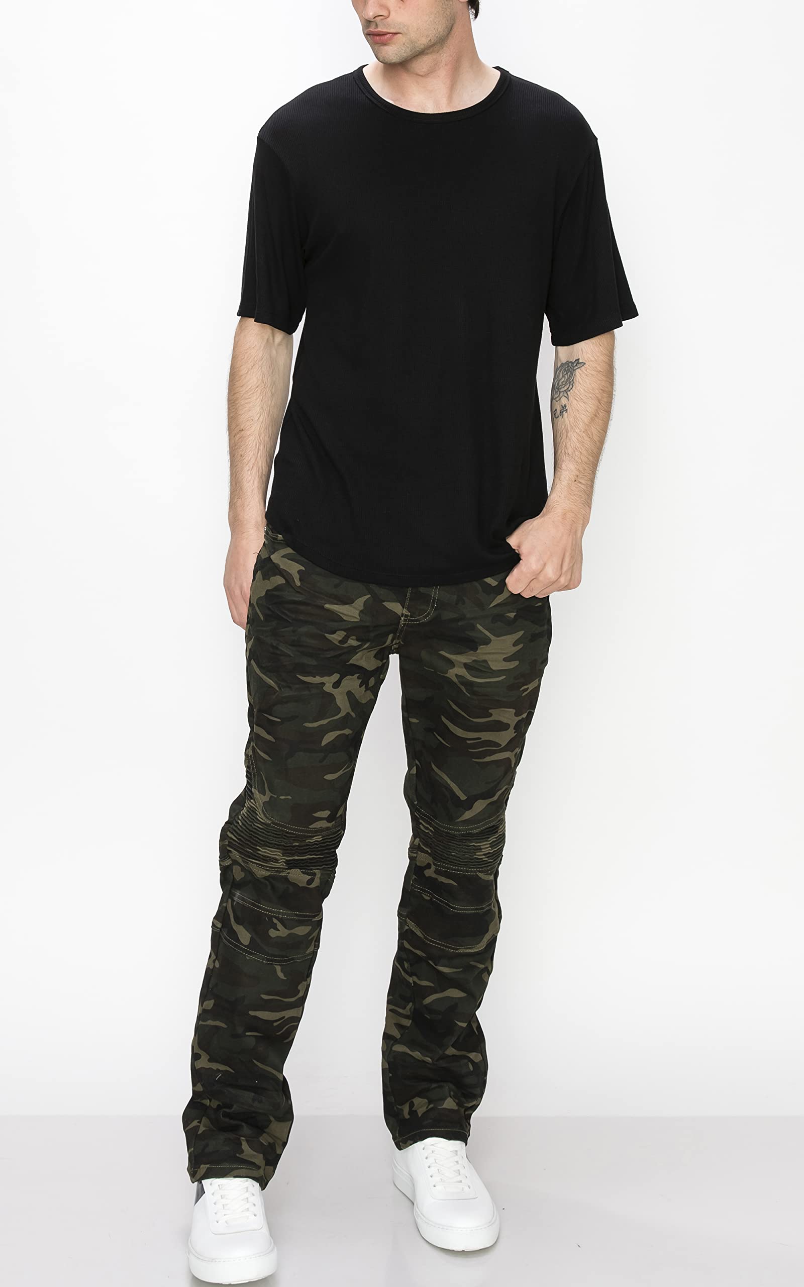 COIN 1804 Men's Thermal Crew Short Sleeve Curved Hem Tee Black