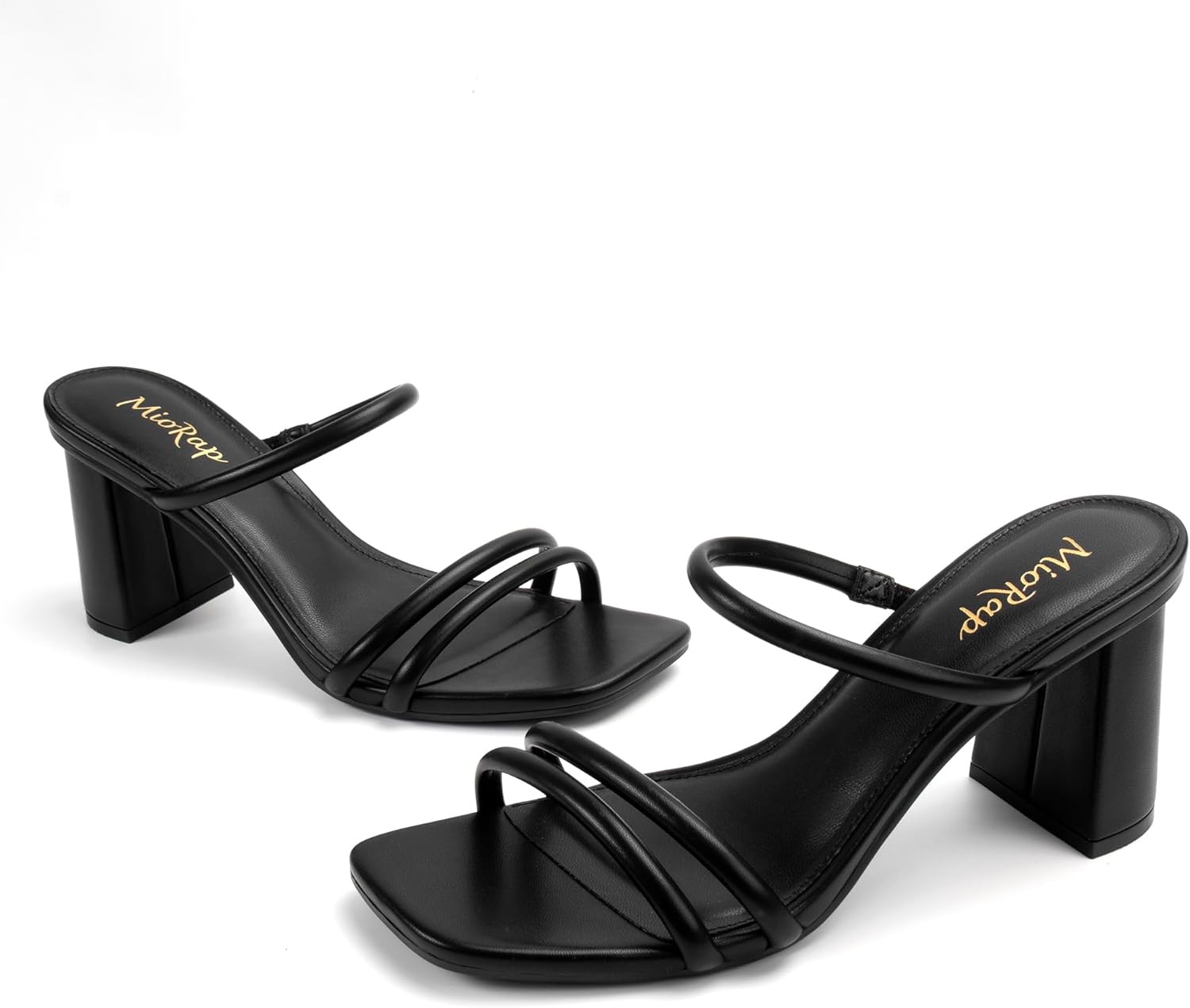 Miorap Square Open Toe Heels for Women Strappy Chunky Block Heeled Wedding Comfort Dressy Slides Sandals - Image 6