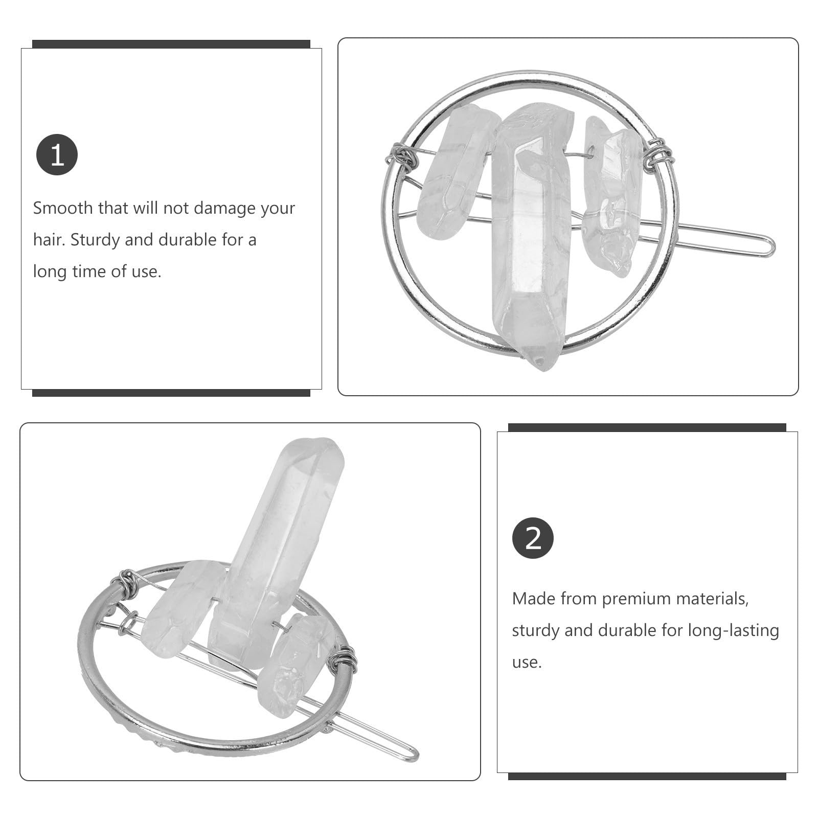 Abaodam 8 Piezas Pinza Cabello Geométrica de Cristal Blanco Diseño Circular, Accesorio Elegante y Funcional para Decoración y Peinado en Mujeres