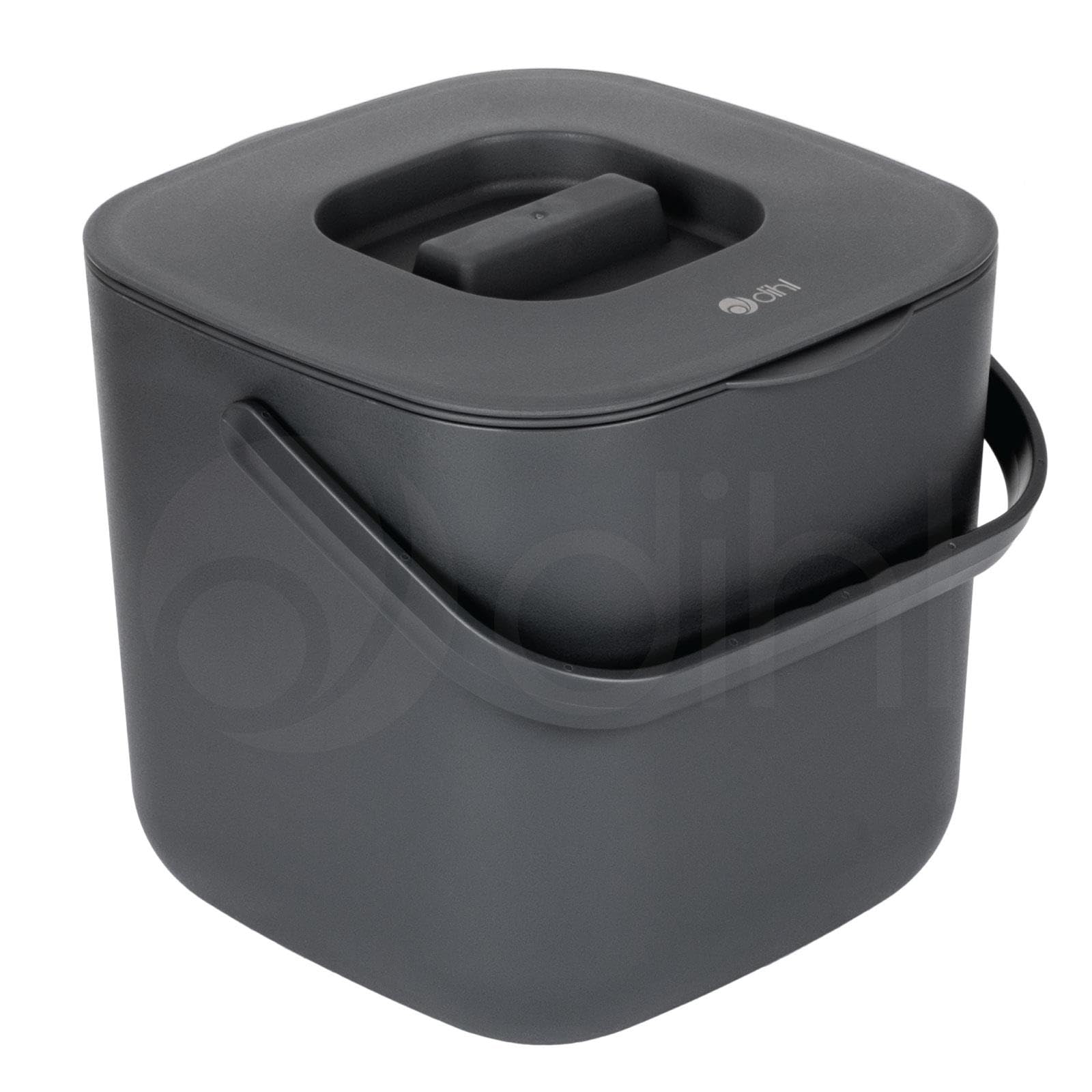 Dihl 7 Litre Indoor Kitchen Food Waste Compost Caddy Bin, with Strainer and Odour Seal, 7L, Recycle Organic Waste, Anthracite