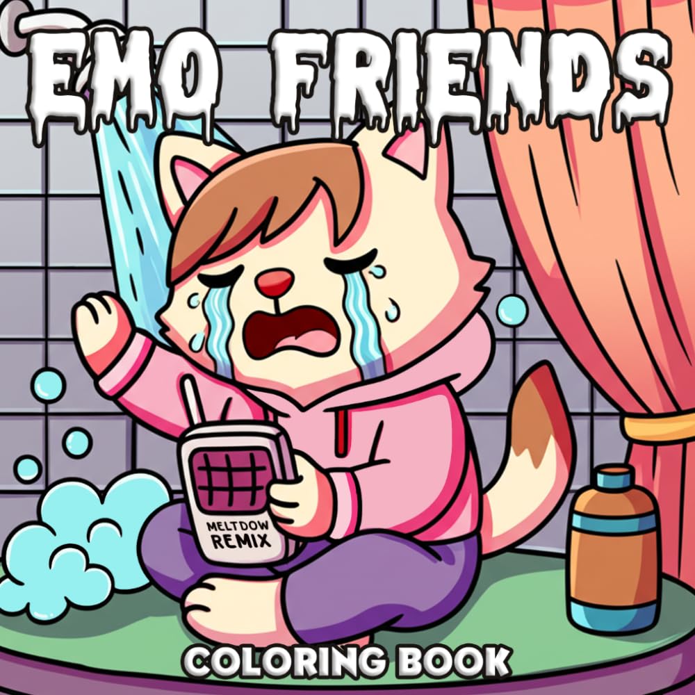 Emo Friends Coloring Book: Dramatic Animal Coloring Pages with Cozy Rooms, Nostalgic Vibes, Funny Diaries, and Expressive Characters for Relaxation