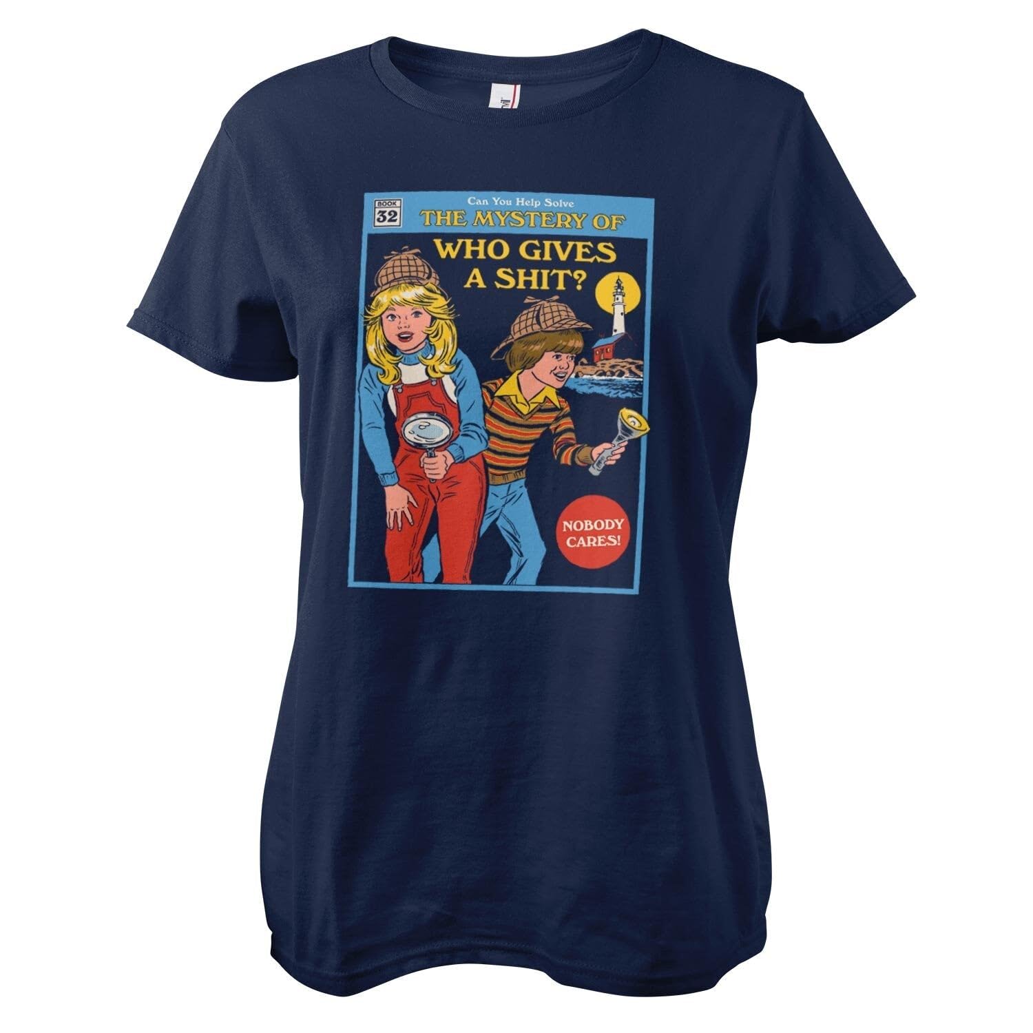Steven Rhodes Women's Navy Officially Licensed The Mystery Of Who Gives A Sh*T T-Shirt (Navy), Medium