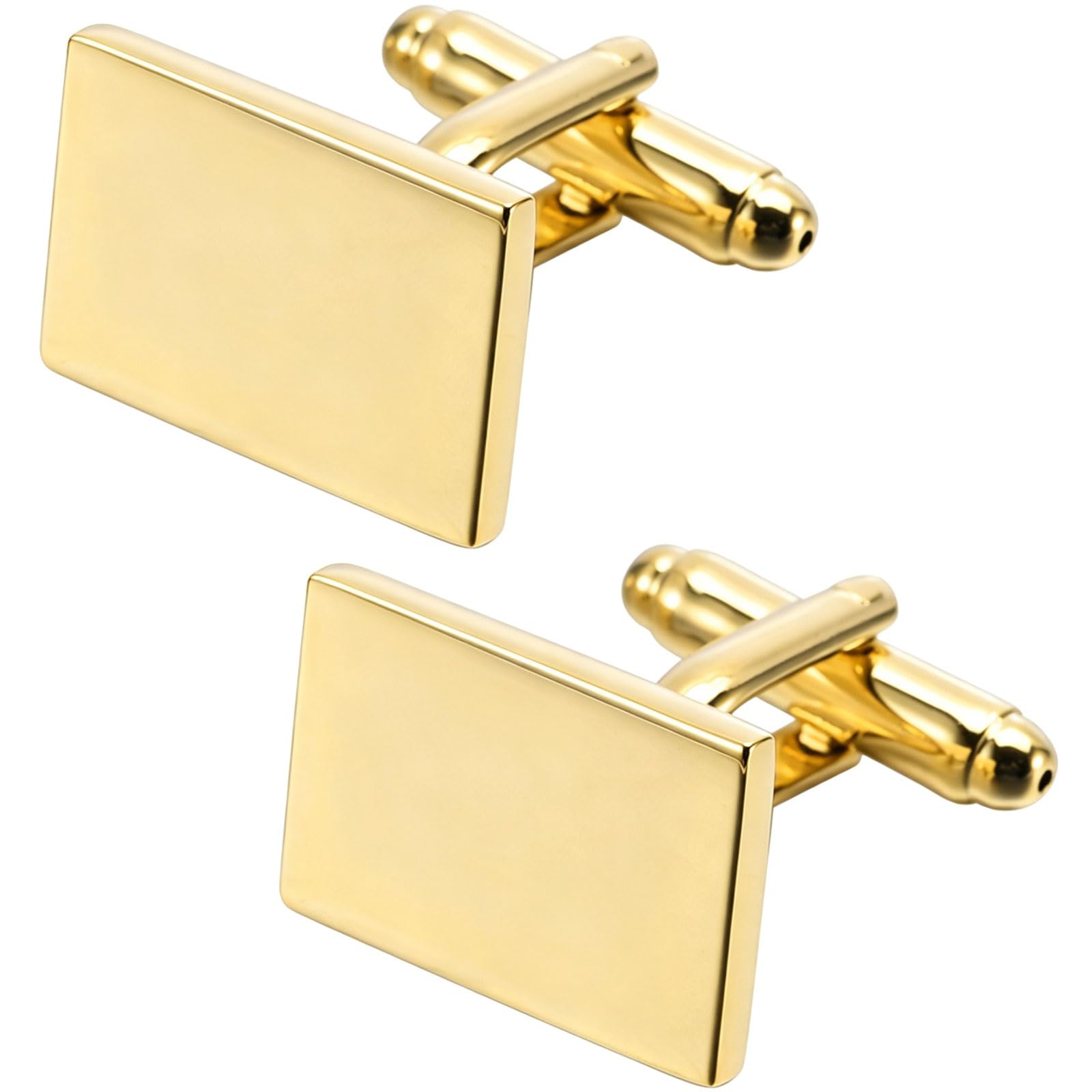 Classique Rectangle Brillant Métal Boutons de Manchettes Homme en Coffret Cadeau Cufflinks Bijoux pour Mariage Affaires Chemise Robe Cadeau Anniversaire