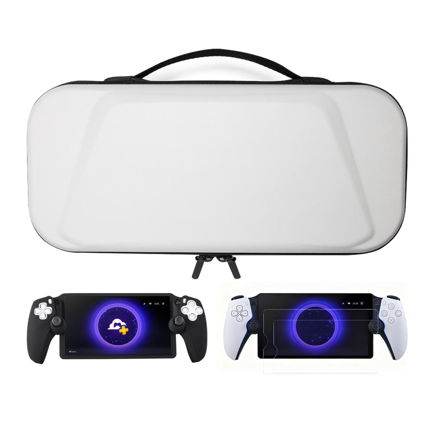 Hard PVC Storage Shell Case with Charging Cable Pass-through - Odorless and More Durable Than EVA Storage Bag - Silicone Cover Skin and 2 Screen Protector Accessories Included for PS Portal Player-image-48