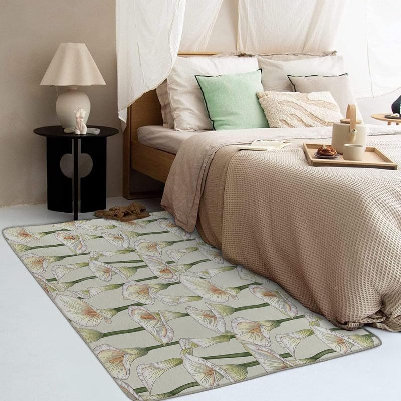 Miniatura 3 de Alfombras florales de lirio de cala para dormitorio, sala de estar, de 4 x 5 pies, lavables, antideslizantes, suaves, de pelo bajo, alfombra de área