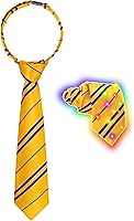 LED Light-Up Magic School Cosplay Necktie - Red Striped Halloween Costume Tie for Kids Teens Pretend Play