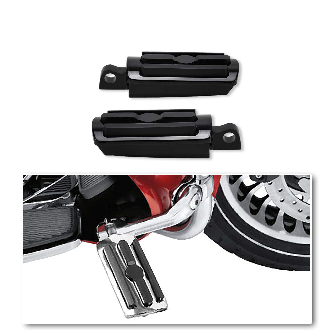 Highway Pegs lange abgewinkelte Befestigungsfußrasten für Harley Electra Road King Street Glide 32 mm Motorschutzbügel,Schwarz