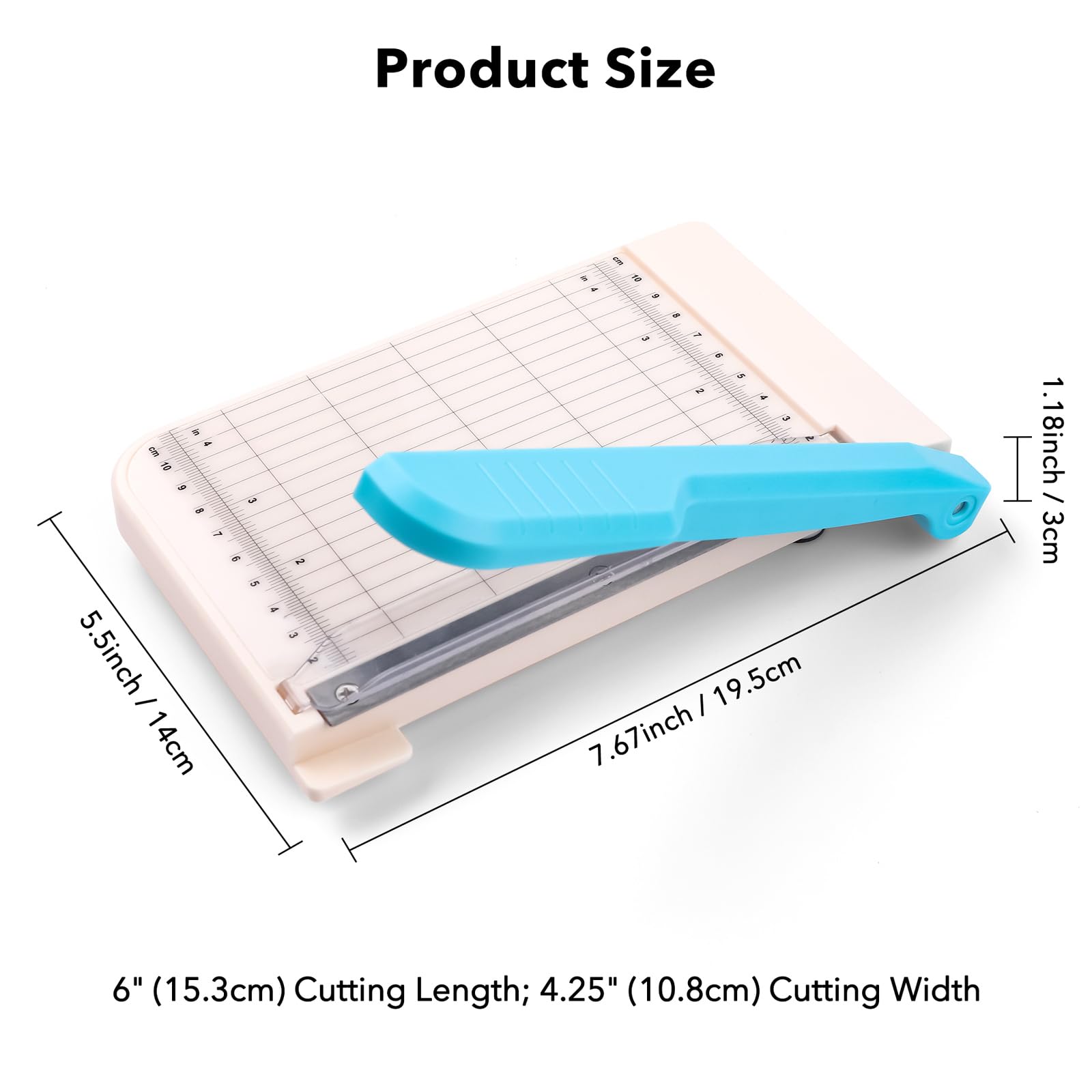 Briartw Professional 6" Guillotine Paper Trimmer & Craft Cutter - Precision Blade for Paper,Photos,Cardstock,Fabric,Leather with Self-Sharpening Blade, Inch/Cm Grid, Portable Paper Cutter for Crafting - Image 2