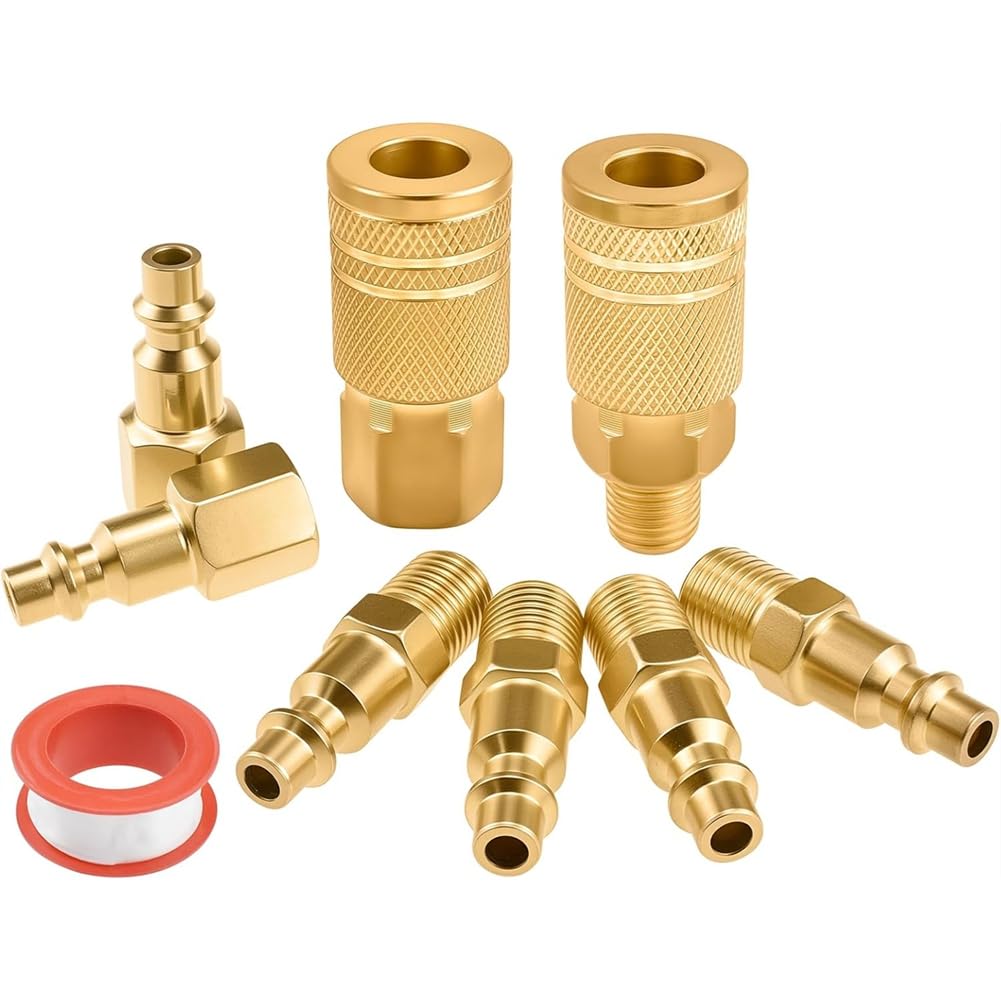 Littimoon Universal 1/4" NPT for Air Fittings Kit, High Industrial Quick Connect Brass Coupler and Plug for Air Compressors Tools