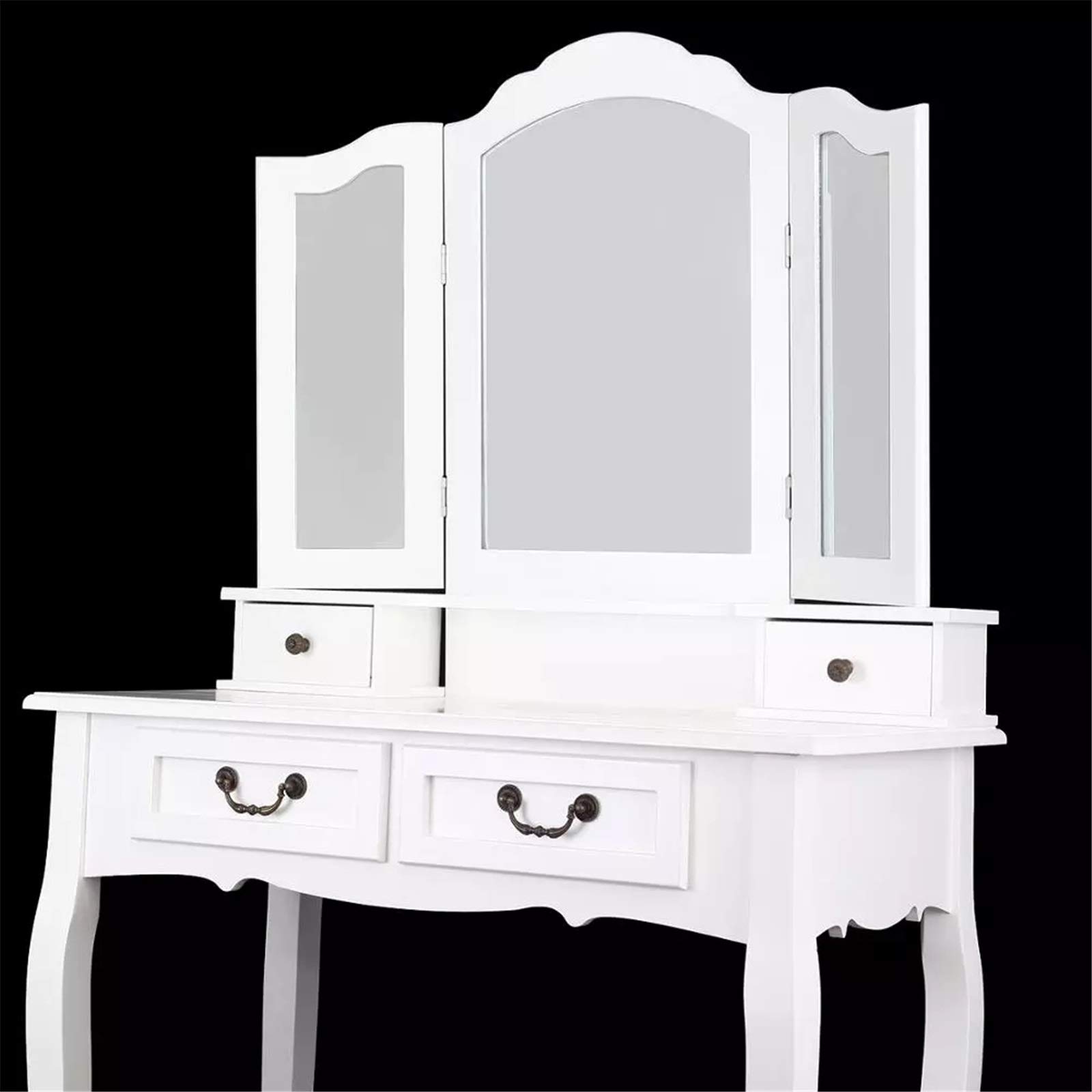 Amazon｜姫系ドレッサー 化粧台4引き出しスツールミラーホワイトベッド
