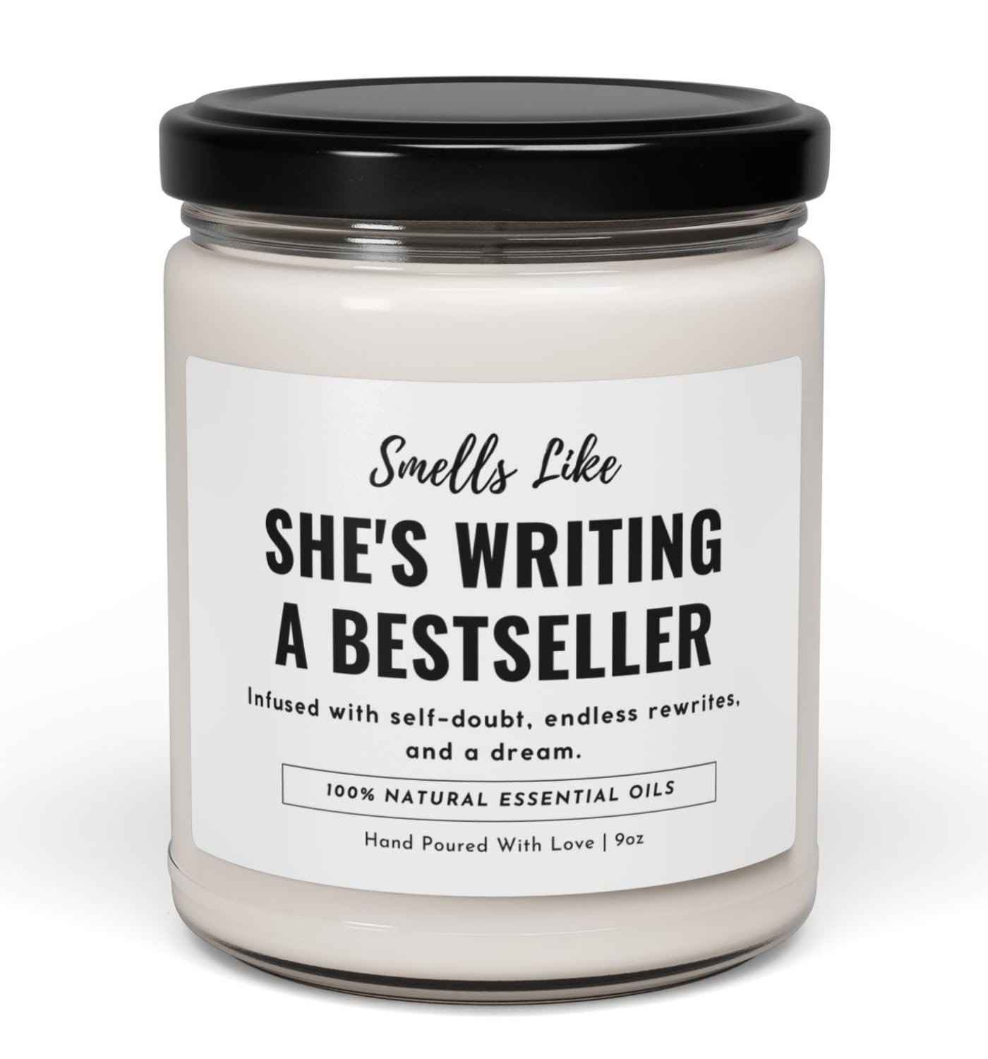 WITH MEMORIES- Funny Writer Candle – “Smells Like She’s Writing a BestSeller” – Gift for Authors, Book Lovers, Writers Literary Gifts, Bookstore Aesthetic, 100% Soy Wax, 9oz