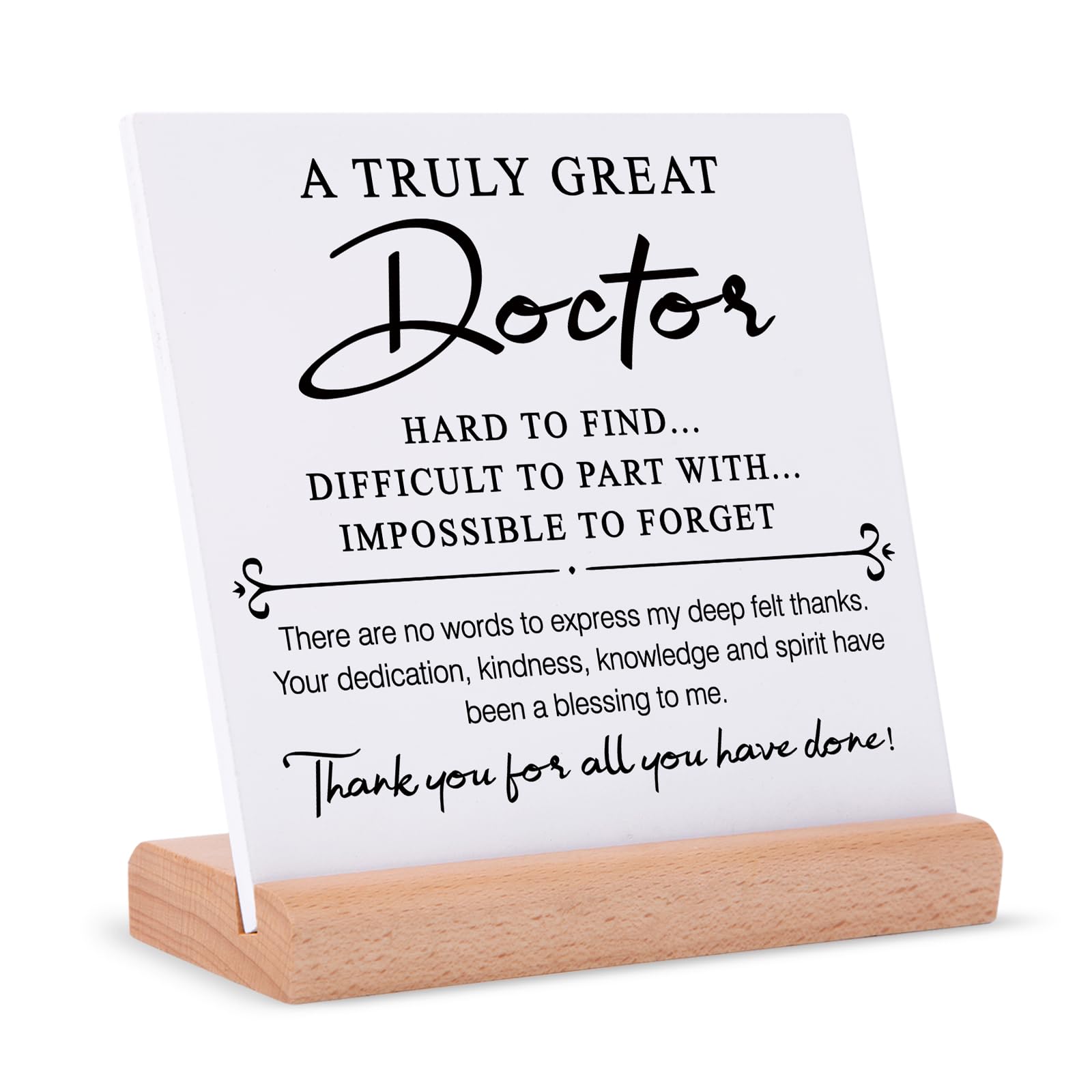 Afterprints Doctor Thank You Plaque - Wooden Stand, Doctors Appreciation Gifts, Unique Gifts For Men, Women, Birthdays, Retirements, Christmas