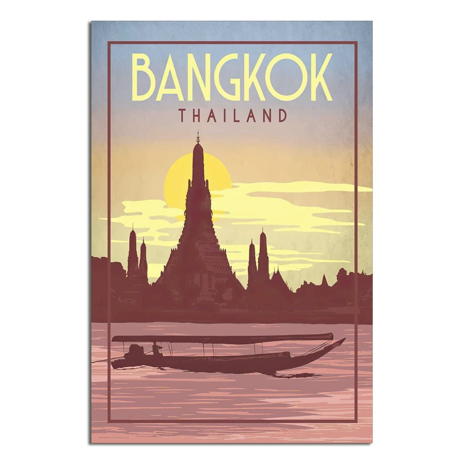 KZIWQ Bangkok Thailand Metal Tin Sign Tin Sign Travel Vintage Art Wall Decor Sign for Home Kitchen Bar Patio Cave Funny Decoration 20x30cm