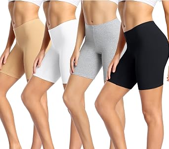 wirarpa Radlerhose Damen Kurz Baumwolle Boxershorts Unter Kleid Rock Unterhosen mit Bein Anti Scheuern Kurz Leggings 4er Pack