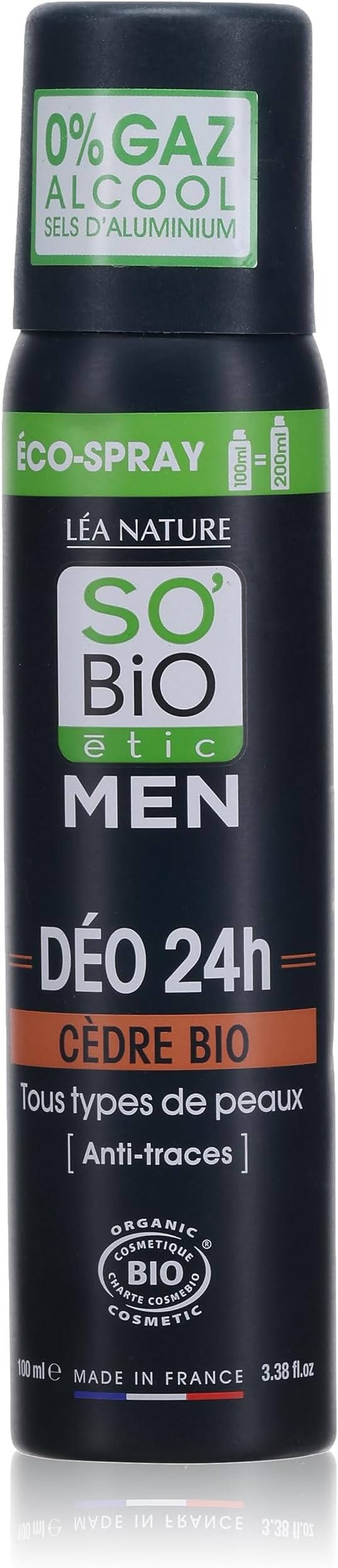So Bio Men Cedar Deodorant Spray 100Ml | Long Lasting Freshness | Aluminum free | Alcohol Free | Paraben Free | Dermatologically Tested