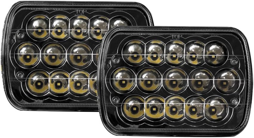 Bear Claw LED BC-7x6-blk Headlight Conversions 15 Chip Sealed Beam to H4 Harness Clear Diamond Cree, Black