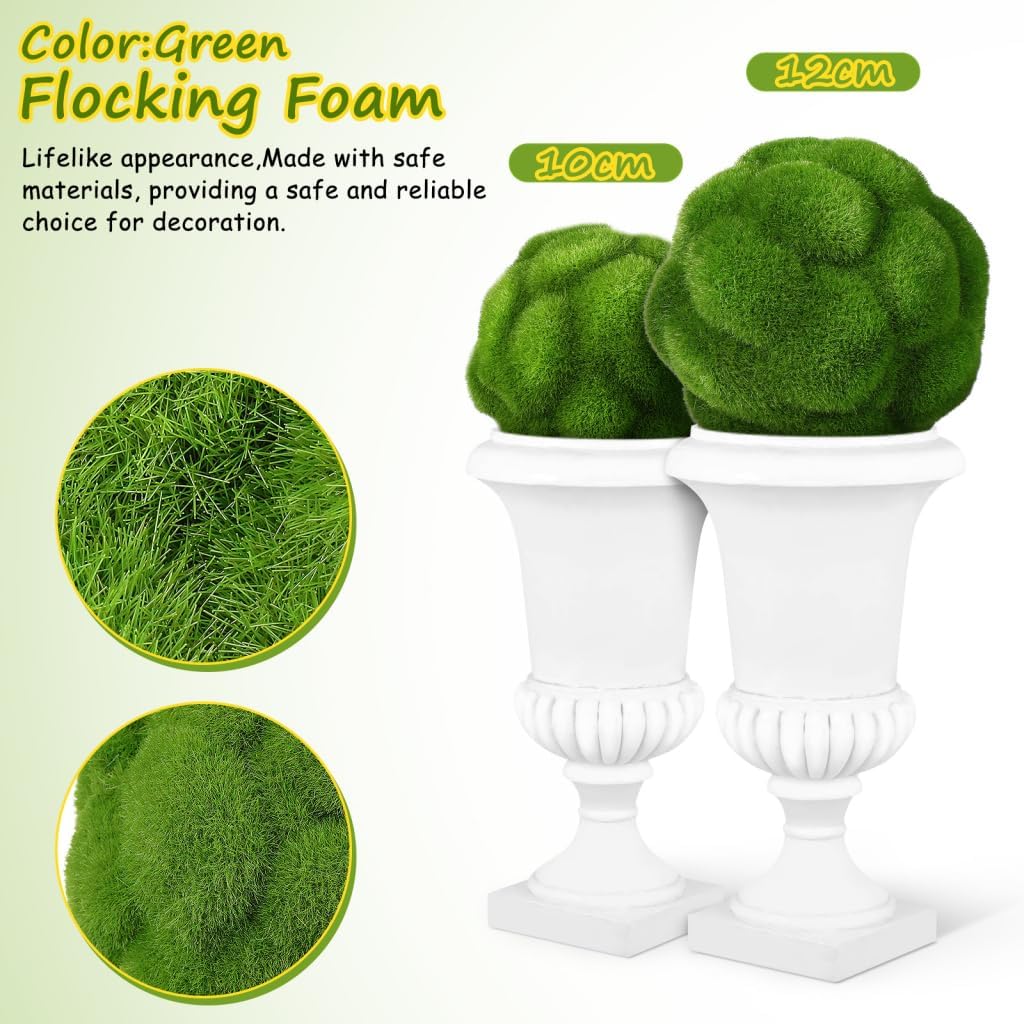 4 Pack Simulated Mossy Ball Decorative Balls for Bowls Fake Moss Ball Ornament for Vase Filler Table Centerpieces Home Decor Lightweight Fade-Resistant Artificial Plant Balls