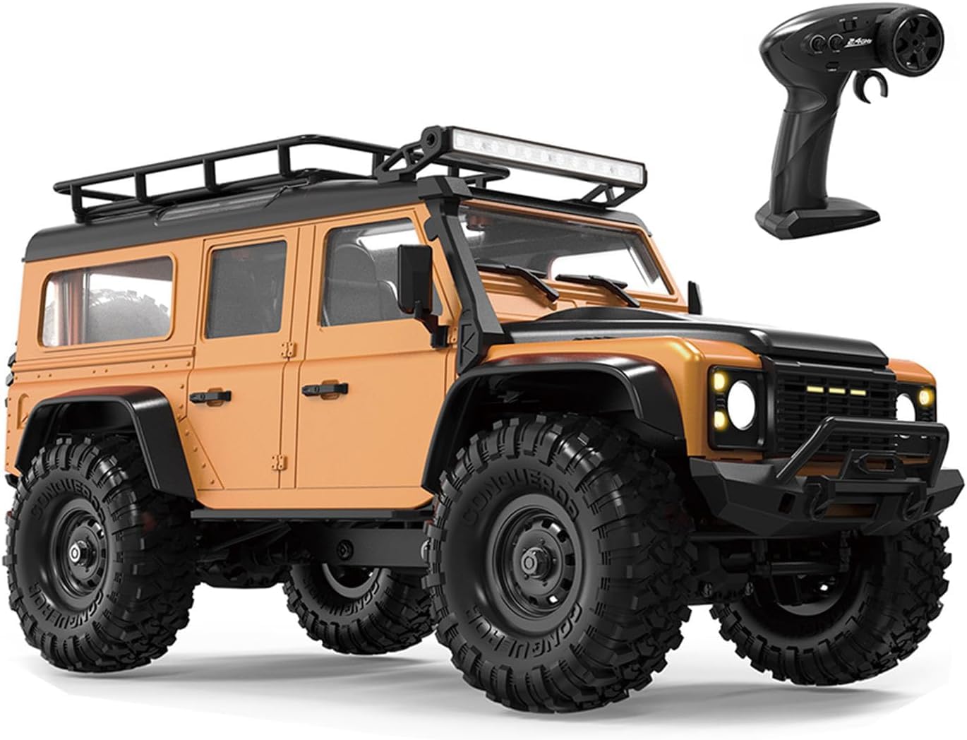 RC Cars Remote Control Truck RC Rock Crawler 1:16 2.4G 4WD RTR All Terrain Hobby Off Road Truck Racing Vehicle Hobby Grade Model Yellow Vehicle with LED Lights